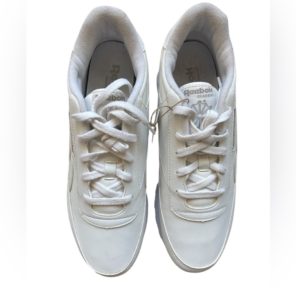 Classic Renaissance Reebok Women's White Leather Platform Sneaker - Picture 2 of 7